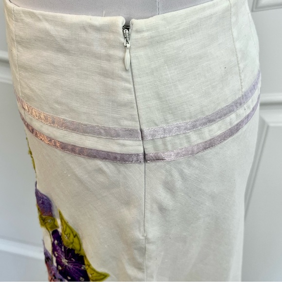 EUC Vintage Edward Linen embroidered skirt size 8 - Picture 13 of 16